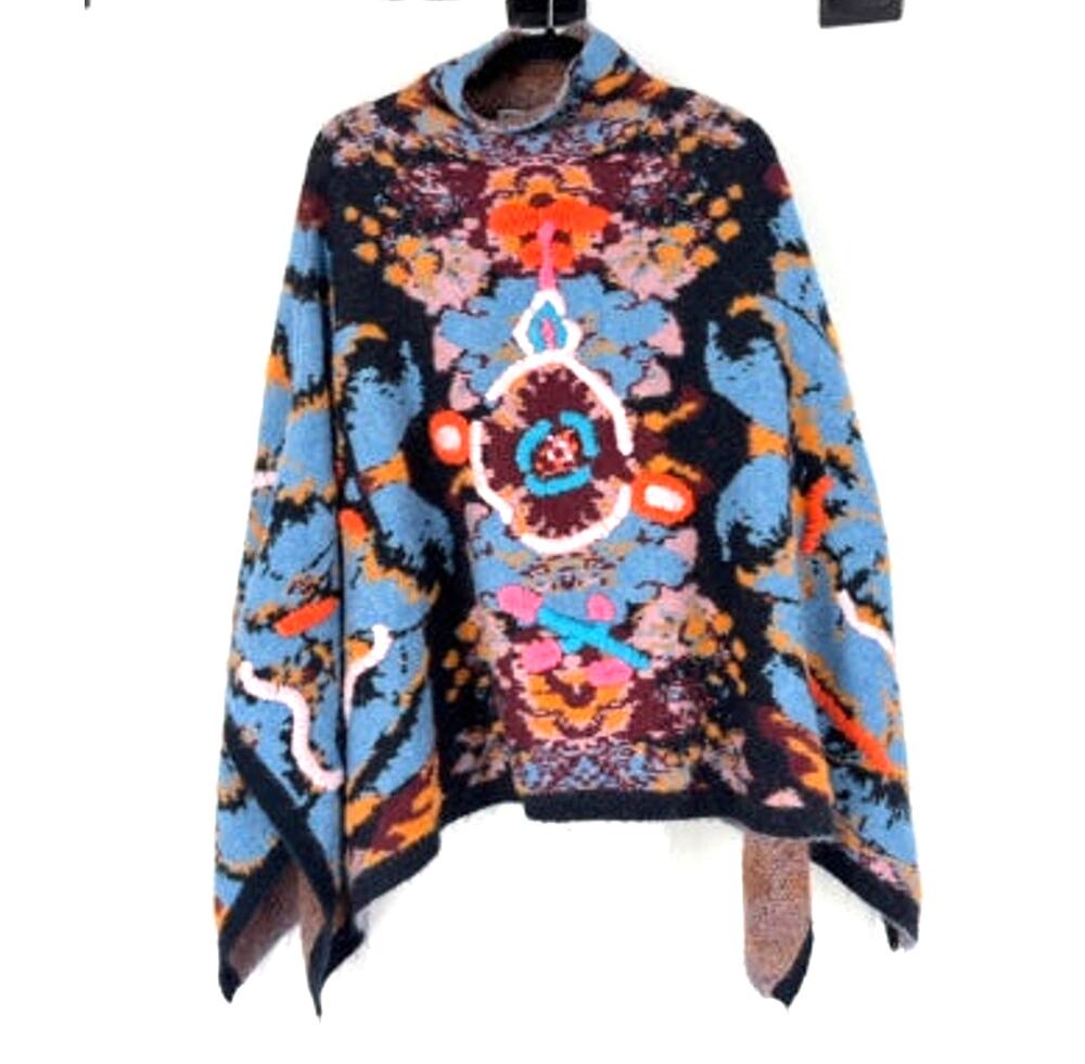 Multi Zara Knitted Poncho, M